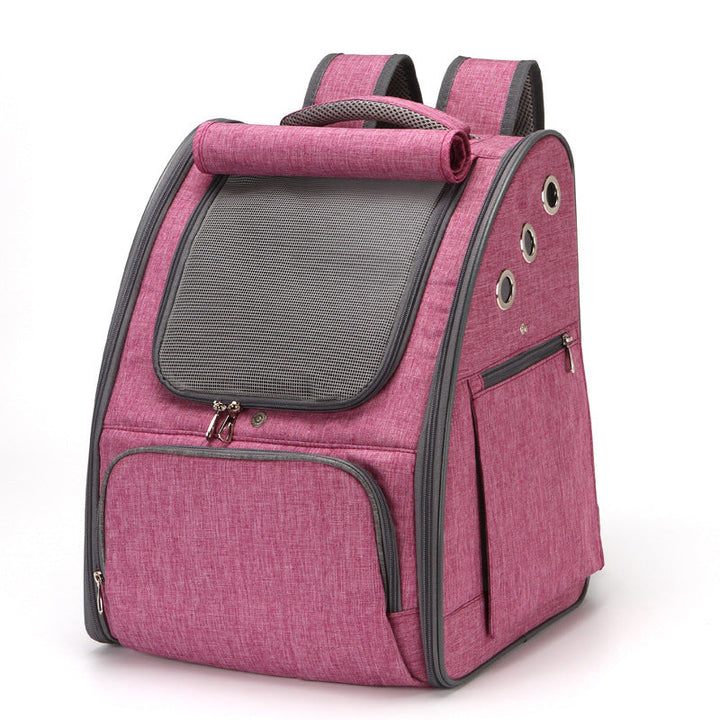 Foldable Pet Backpack Carrier With Secure Locking Zipper Leash